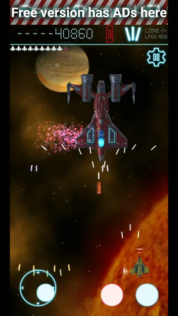 Fighting a large enemy ship near a planet